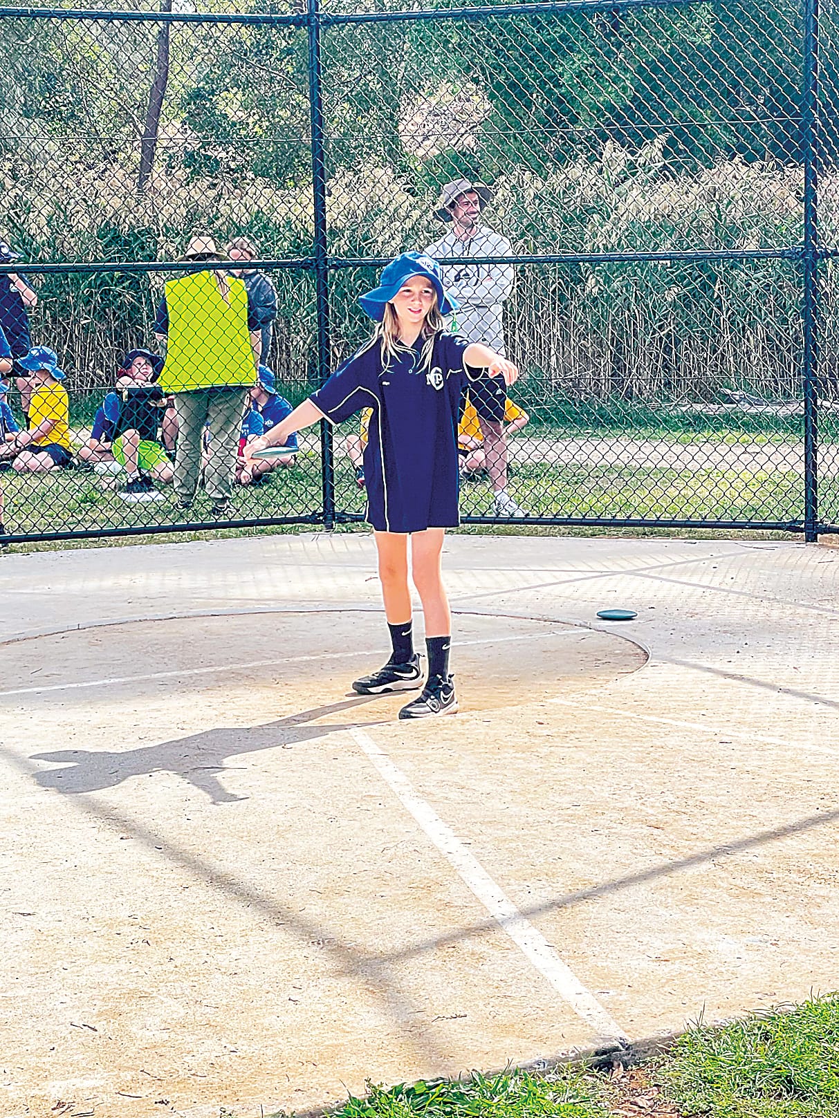 Neerim South Primary School student Peityn prepares to throw her discus.