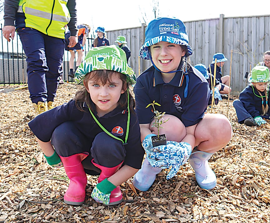 Sisters Ruby and Pippy worked together for their planting.