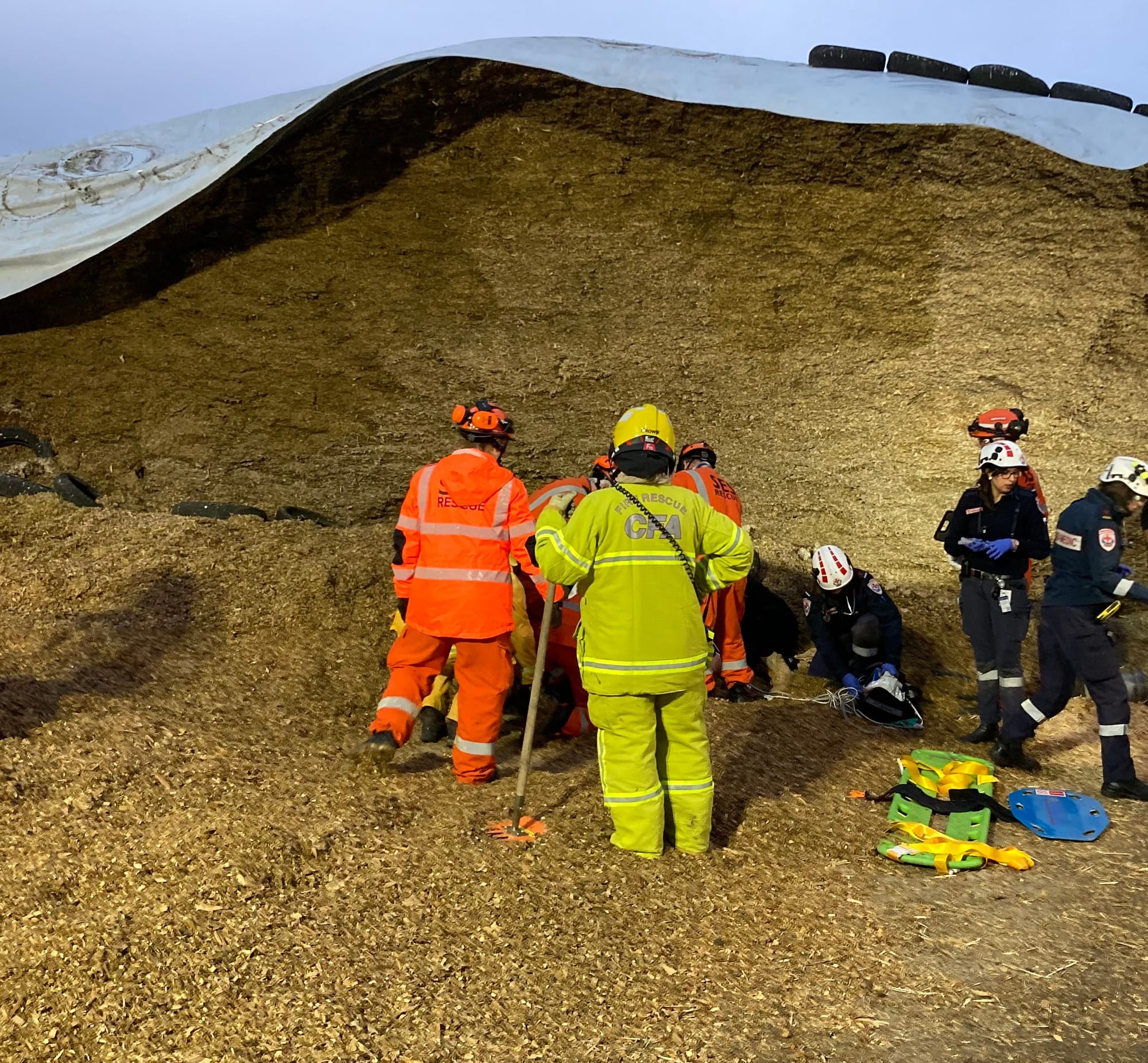 Silage collapse traps woman
