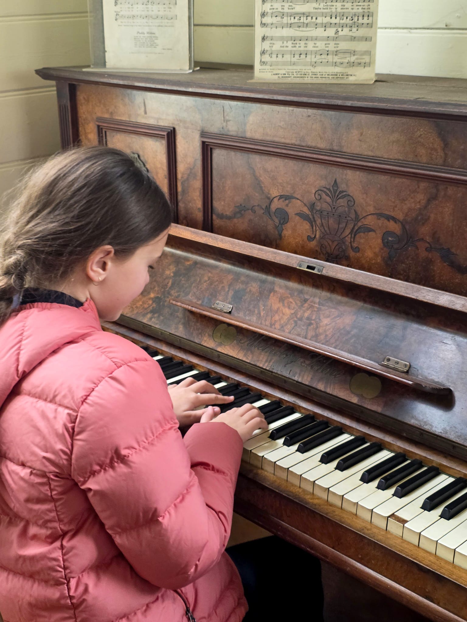 Heidi McCann has a go at the old piano.