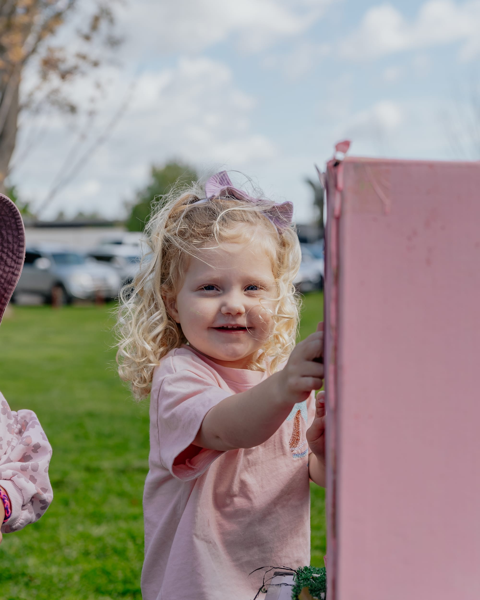 Enjoying the spring sunshine and activities on offer at the Trafalgar pop-up playgroup are Ashton and Isla Dunn.  Photographs: FEARGHUS BROWNE