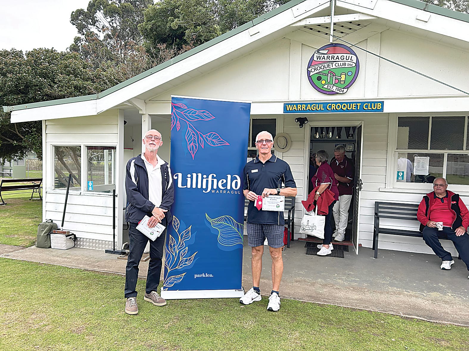 Posing after the section one tournament at the Warragul Croquet Club are winner John Carr from Mornington and runner-up David Budge from Sandringham.