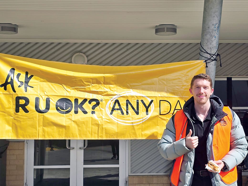 Maths teacher Hayden McMahon supporting the message of the event.