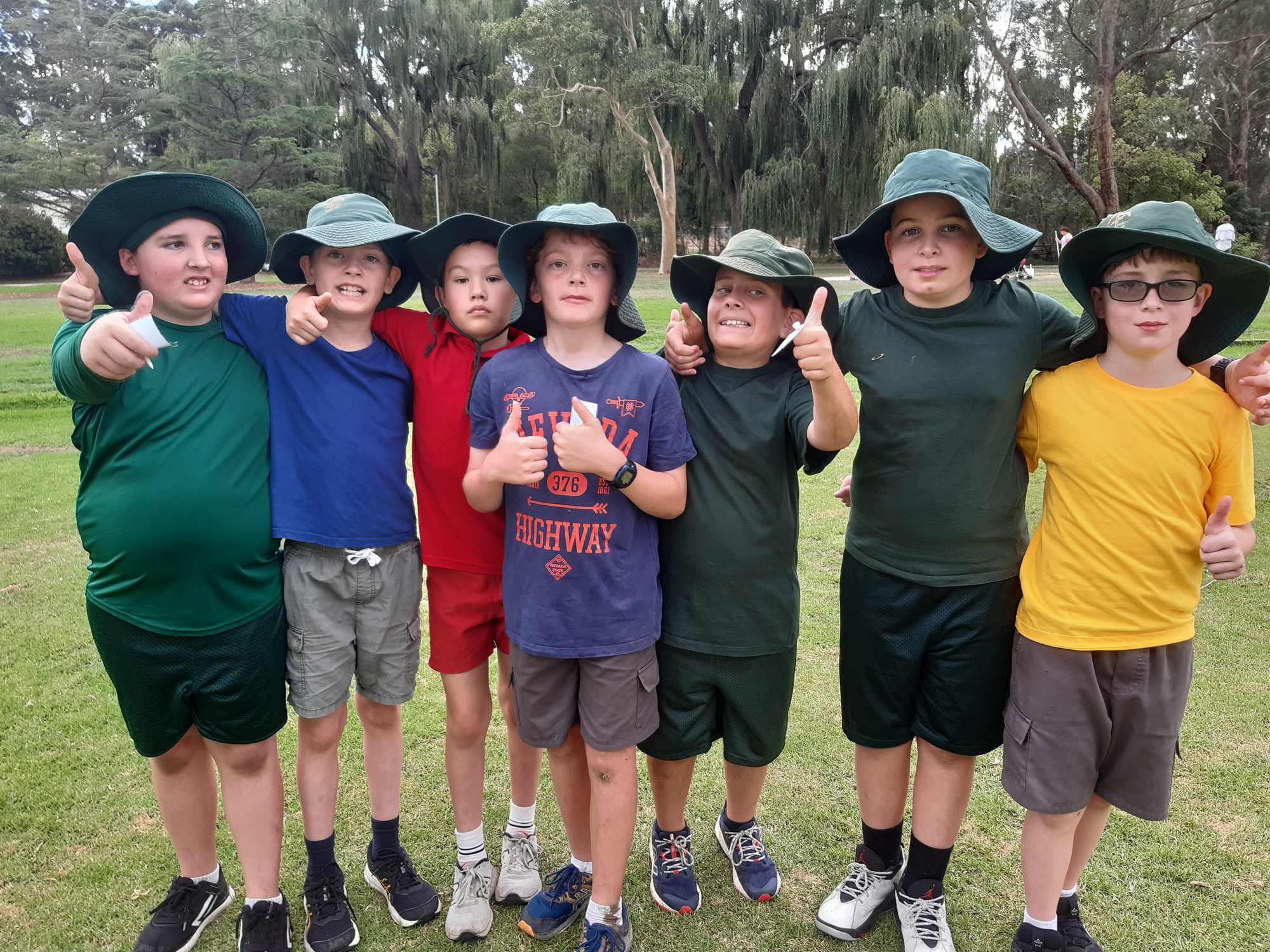 It was a thumbs up for athletics day from Darcy, Jack, Conrad, Charlie, Zele, Lachlan and Chaise.