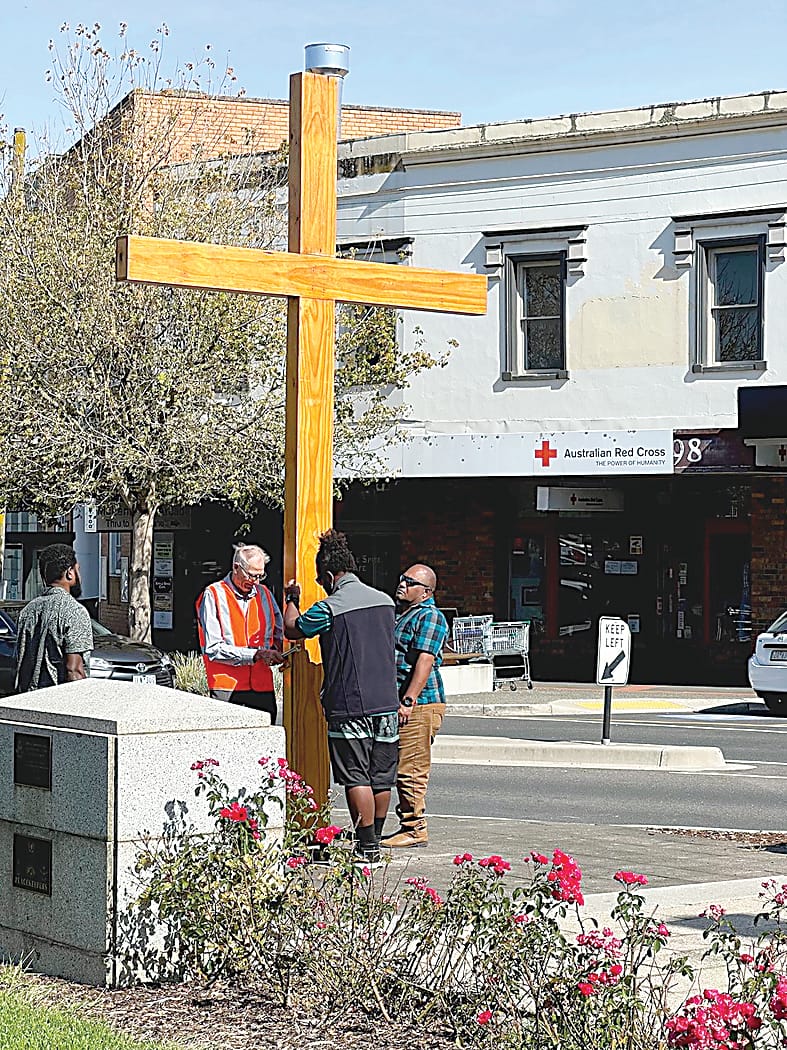 Cross raised to commence Easter