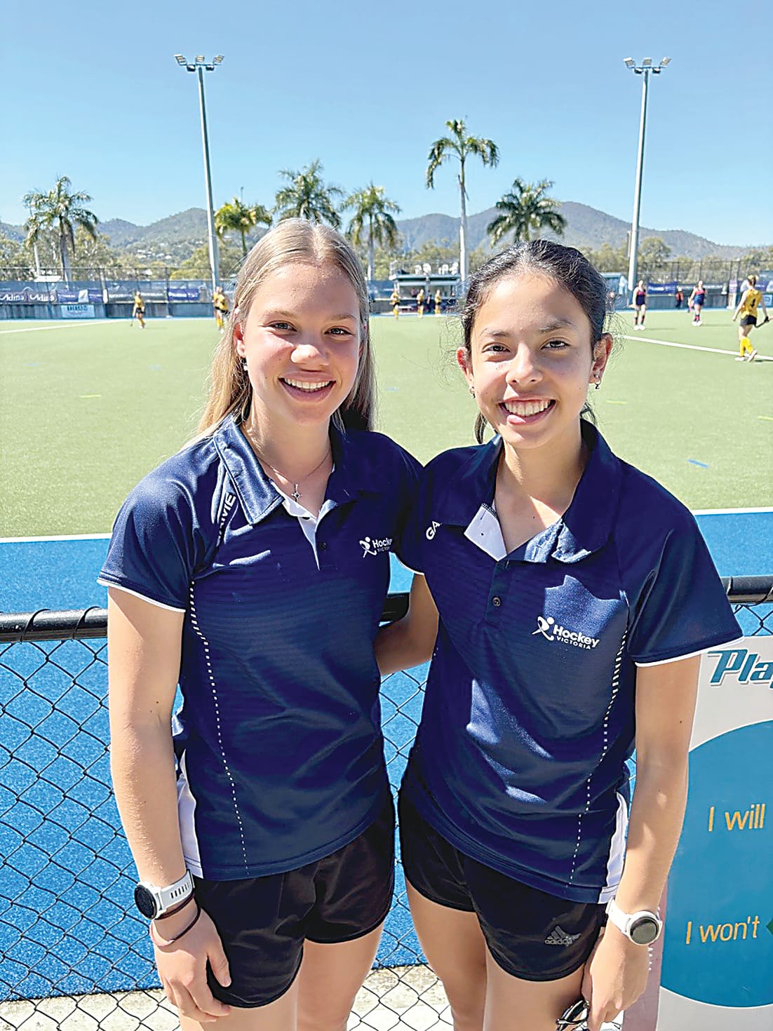 Right: Local hockey players Hayley Tepper and Ariya Mock had the chance to represent Victoria at the Country Hockey National Championships in Rockhampton earlier this month.