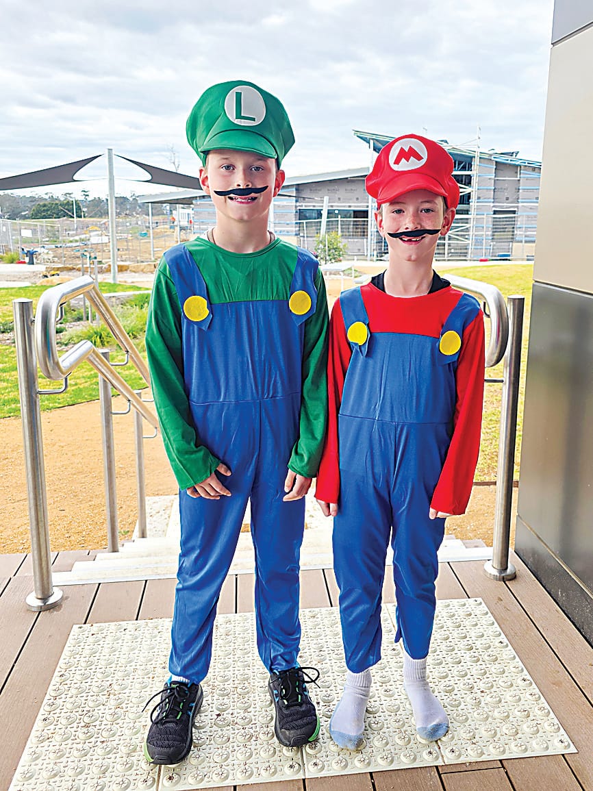Finn and Reef McDonald as the Mario brothers at the Drouin Campus.