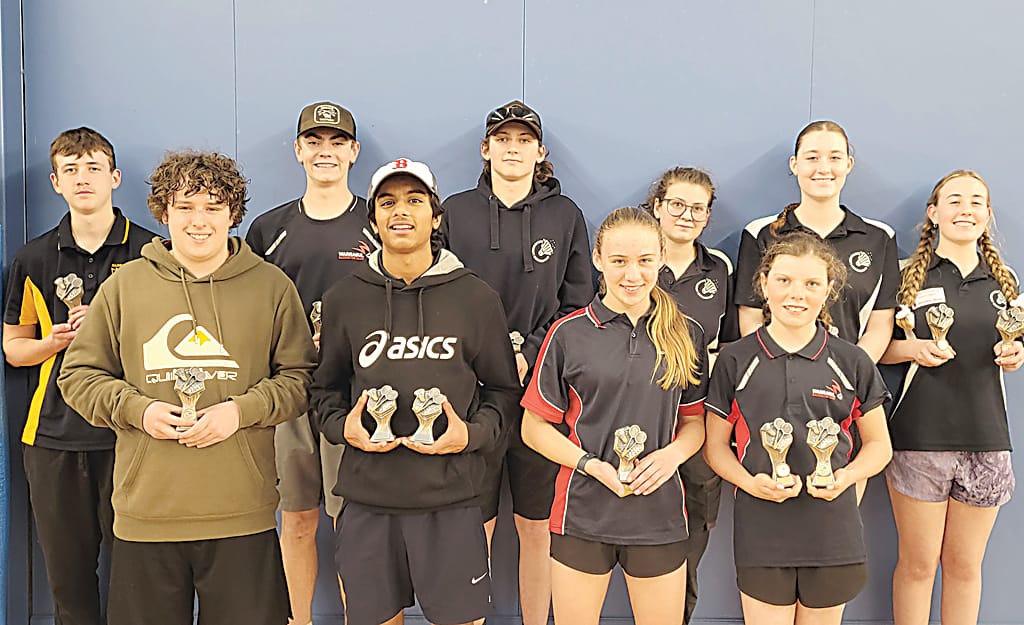 The MGJBA's B grade competitors were (back, from left) Tom Hansford, Bailey Huntingford, Nick Addison, Olivia Addison, Kashya Saunders, Zaleah Saunders, (front, from left) Bailey Dawson, Param Shah, Ashlyn Board and Paige Huntingford.