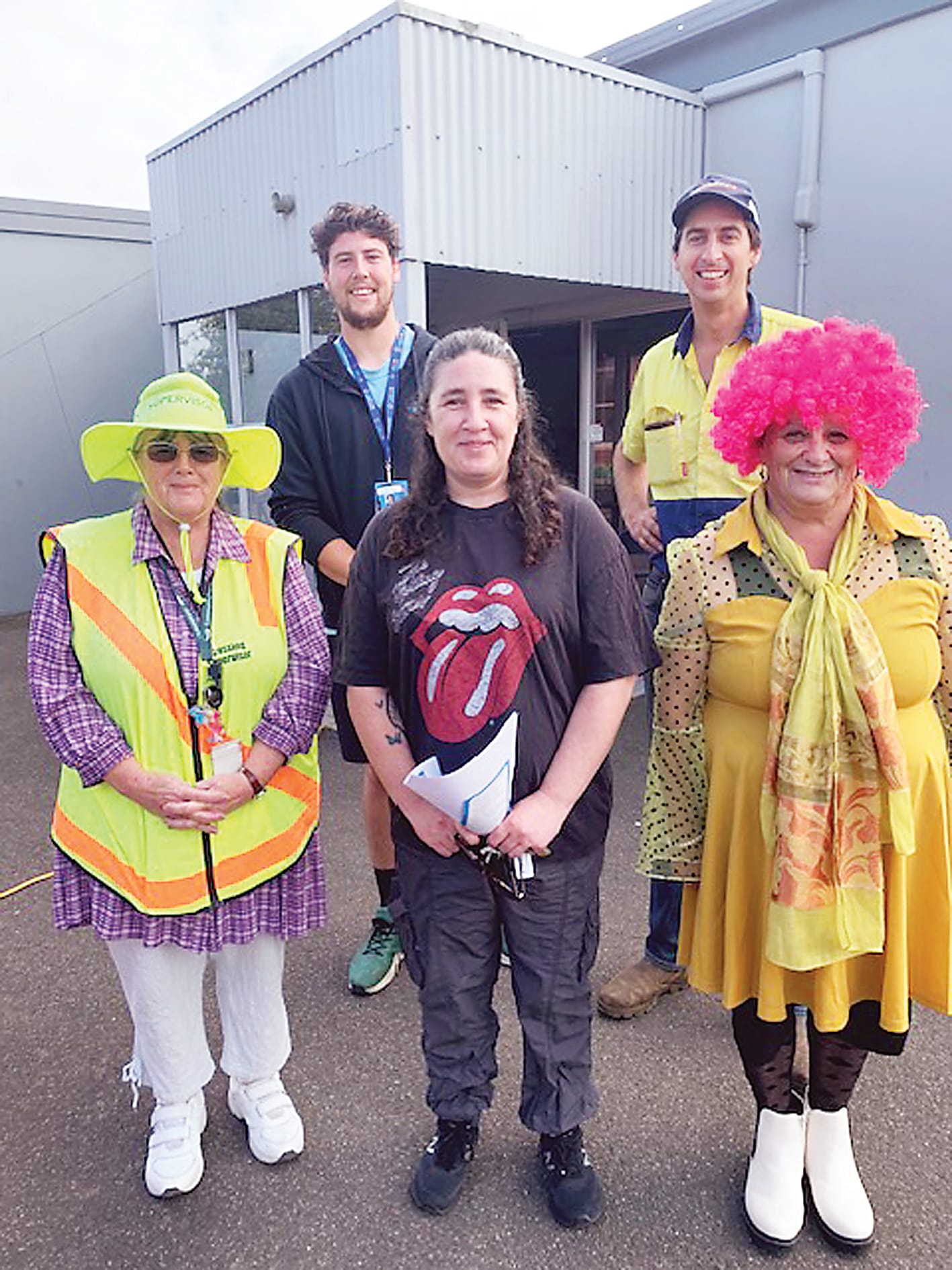 After school care is a new thing at St Joseph's Trafalgar (back, from left) Their Care manager Jett  and parent Matt, (front from left) crossing supervisor Cheryl, parent Kathleen and supervisor Rosie.