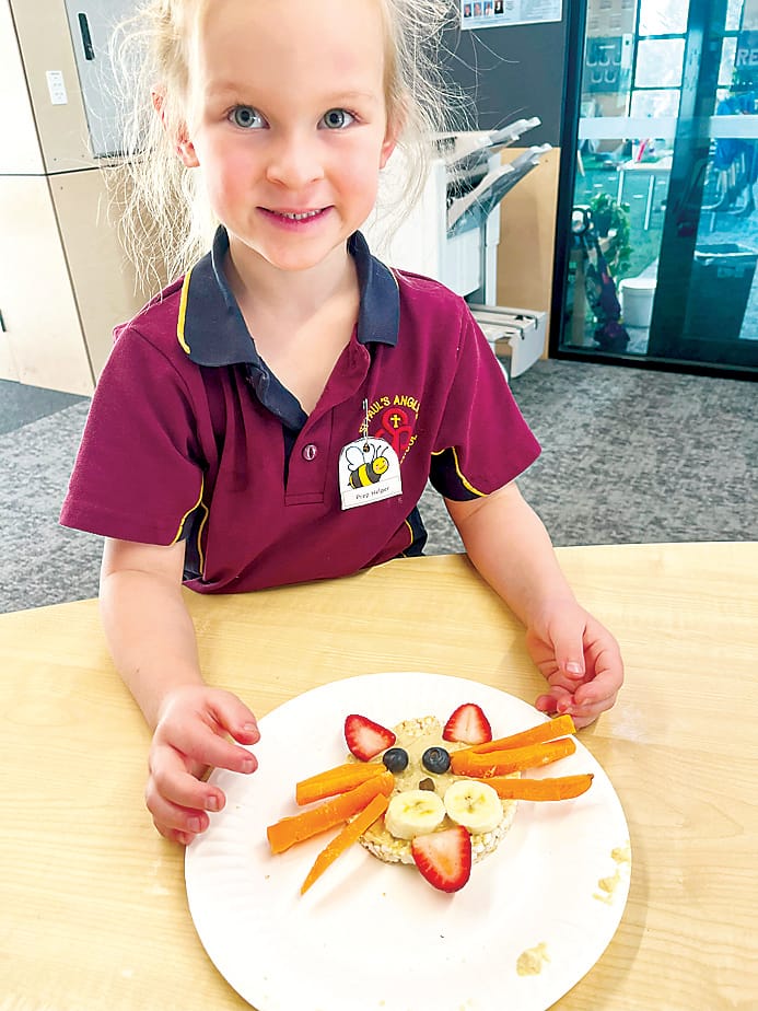 Navy May with her healthy food masterpiece.