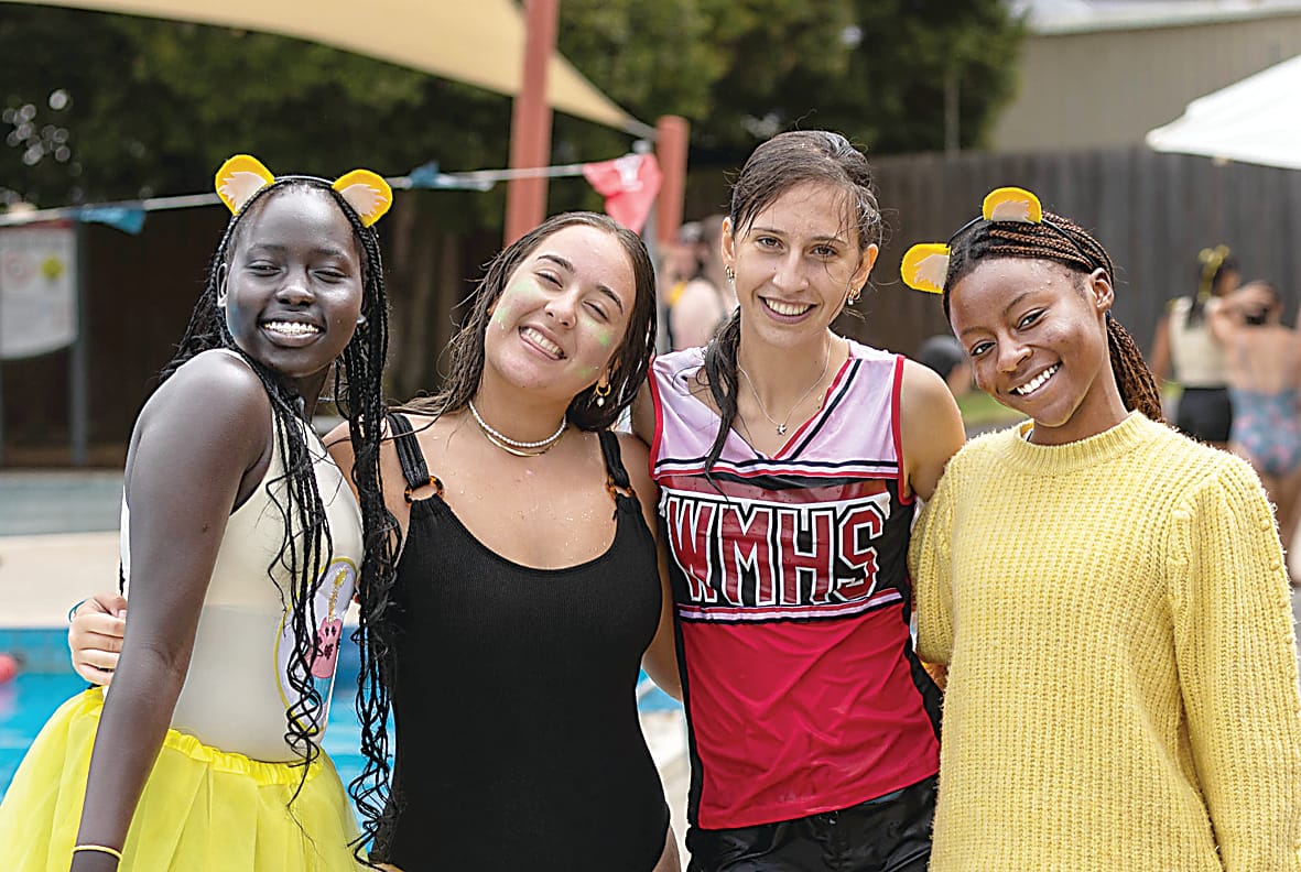 Chairo year 12 students Aluel Bior, Callista Nucara, Phoebe Gatti and Zoe Chabala enjoyed a day at the Drouin outdoor pool.