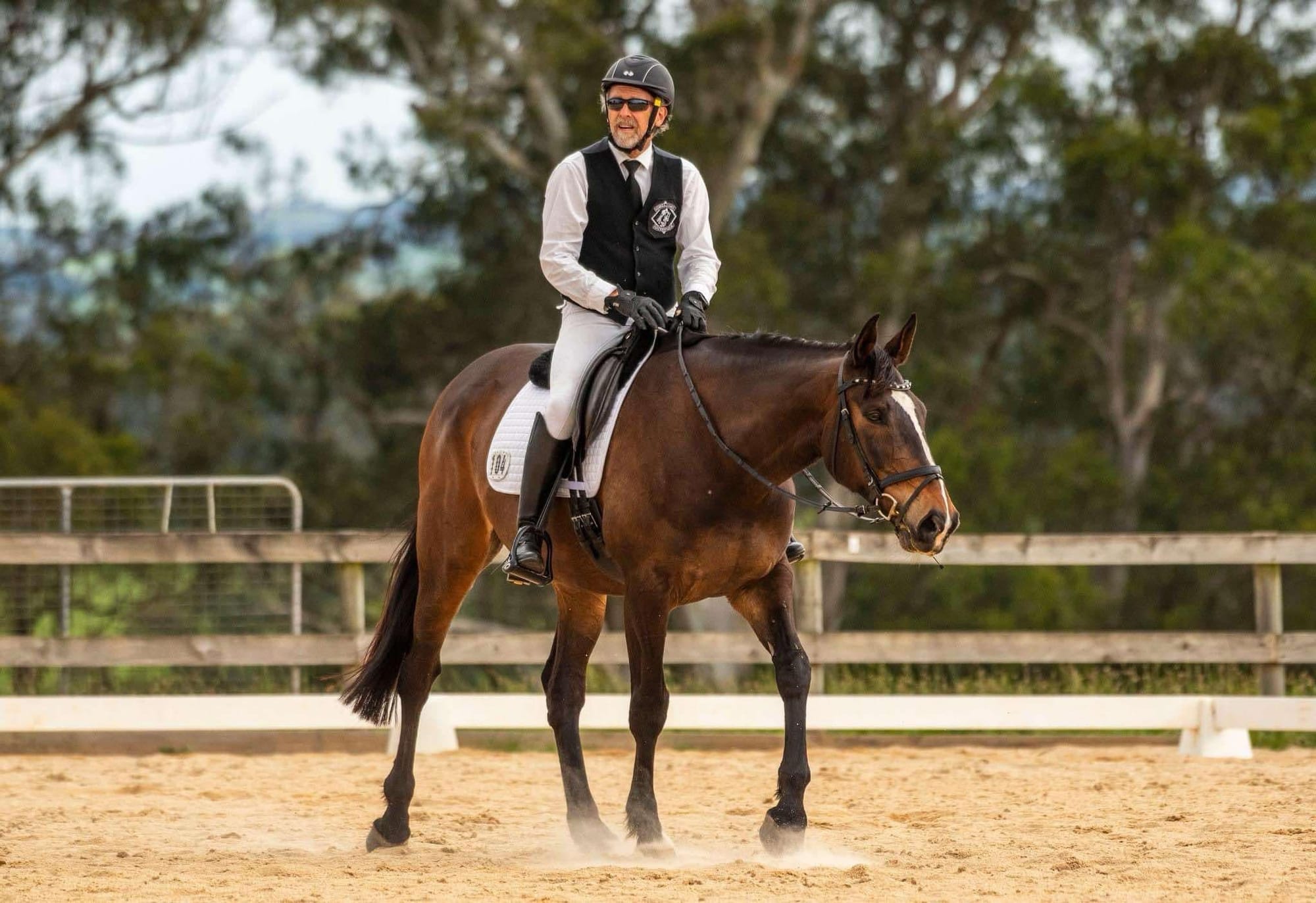 Michael Berger from Monbulk was among the 61 competitors at the West Gippsland Adult Riders Club's annual dressage competition held at Lardner.