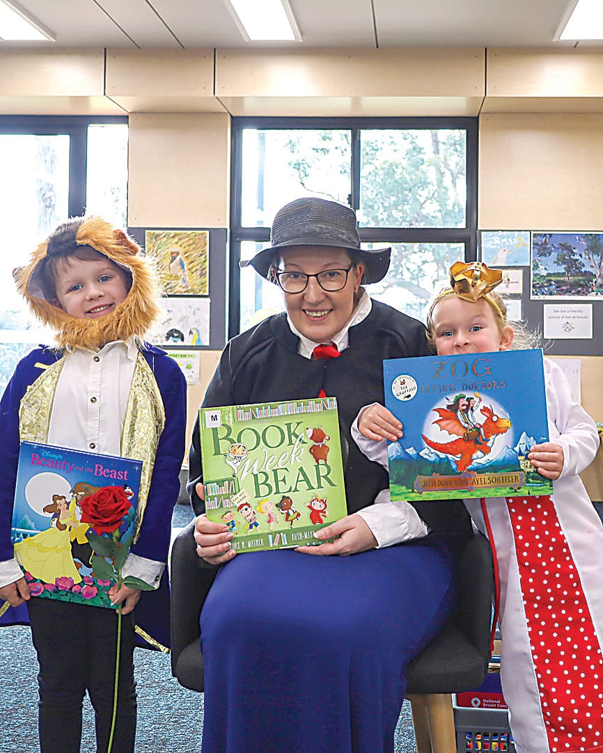 Koa Johnson and Navy May with Shannyn from the Drouin Library.