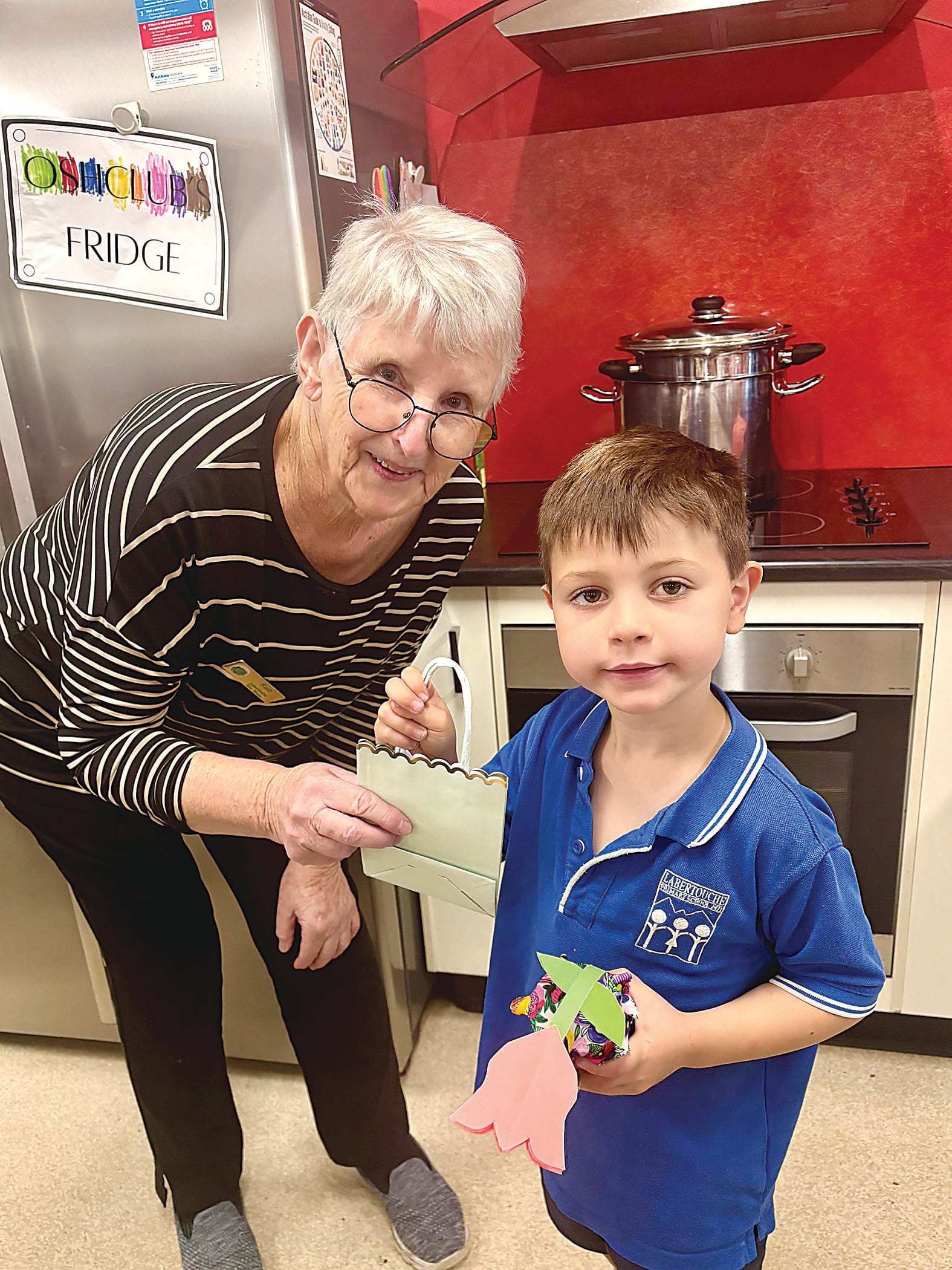 Prep student Jasper with jam maker extraordinaire Ruth Marshall.