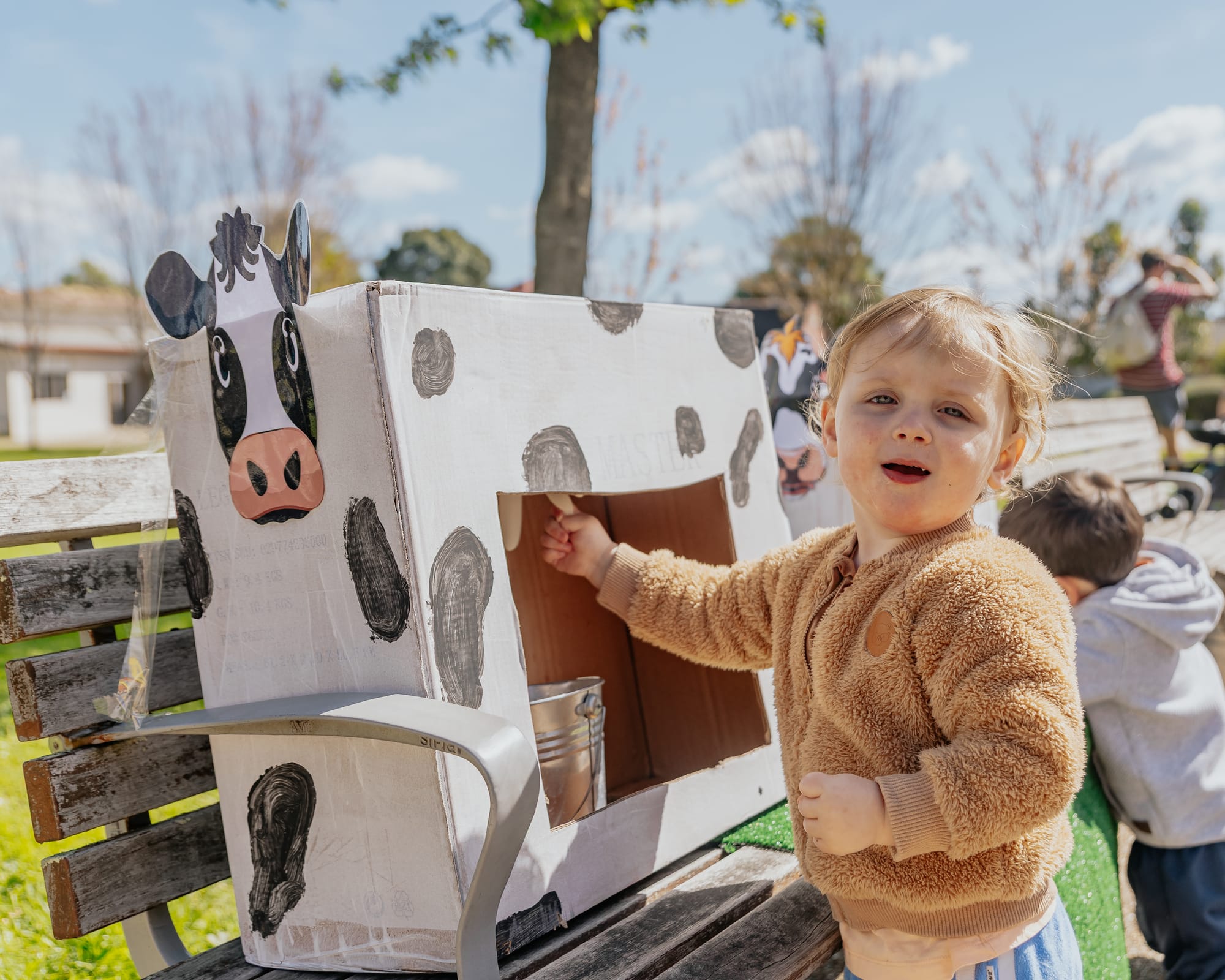 The swing was a hit for Thomas Giles and Brodie Robertson at the Trafalgar pop-up playgroup.
