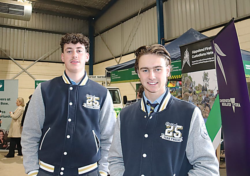 Chairo Christian School students Tyler Swain and Harry Dodd make their way around the many displays.