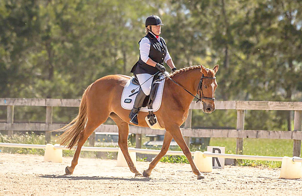 Above: Competing at the West Gippsland Adult Riders Club's annual dressage competition at Lardner was club president Robyn Neville who, with her horse Zoe, was a highly commendable fourth in the jackpot event.Right: Vicki Bull from Nilma on her horse Molly got through their paces at the West Gippsland Adult Riders Club's annual dressage competition.