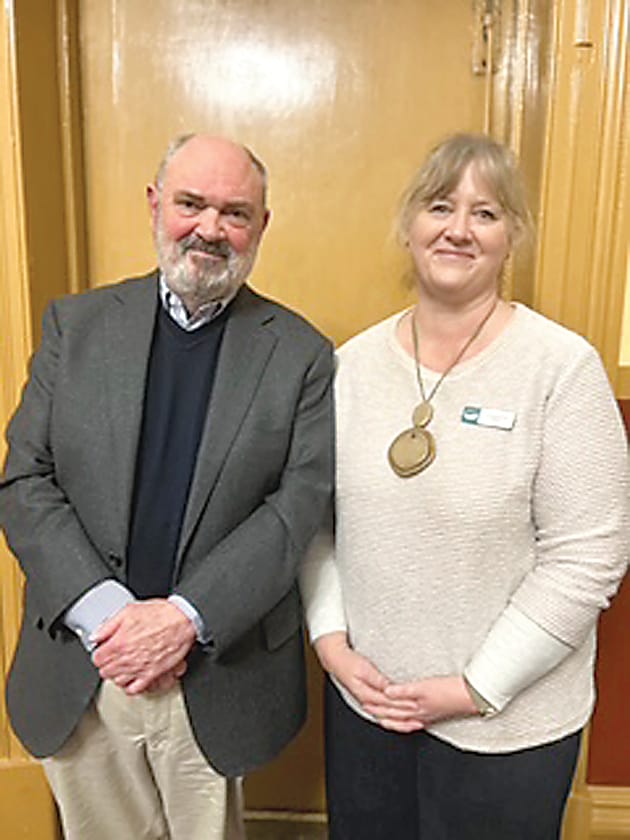New Warragul and District Historical Society president Wayne Hardie with guest speaker Baw Baw Shire Cr Suzanne Allen.