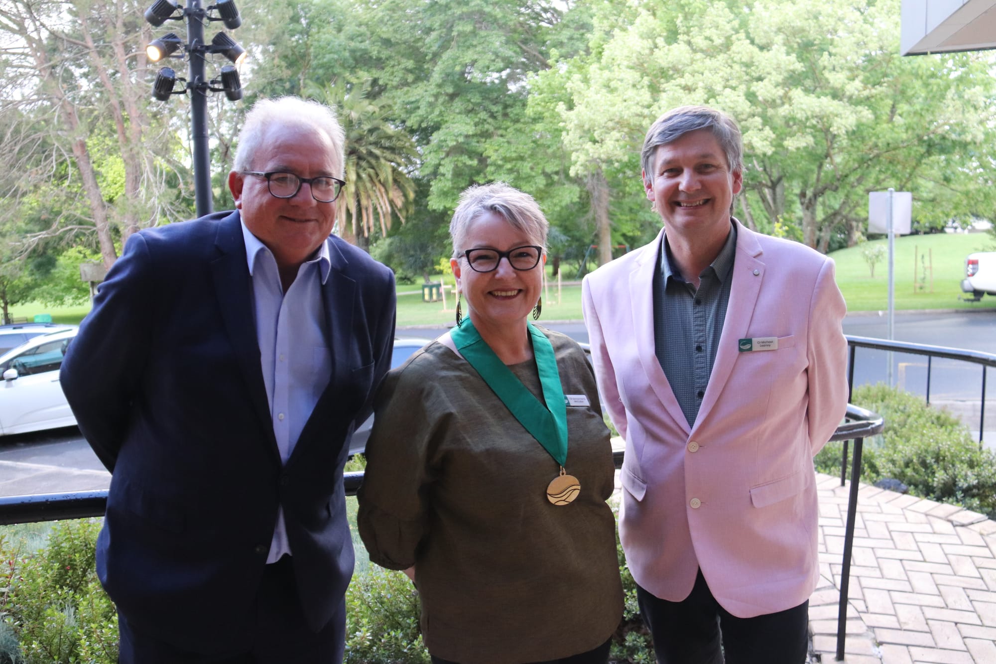 NOVEMBER: Baw Baw Shire chief executive officer Mark Dupe (left) congratulates new mayor Annemarie McCabe and deputy mayor Michael Leaney.