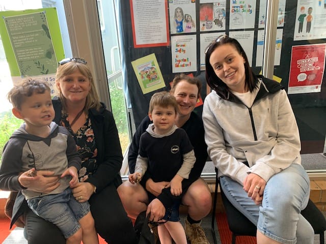 The Smith family celebrated together (from left) Hendrix with Nan Heather Baldacchino and Ezra with parents Robbie and Krystan Smith.