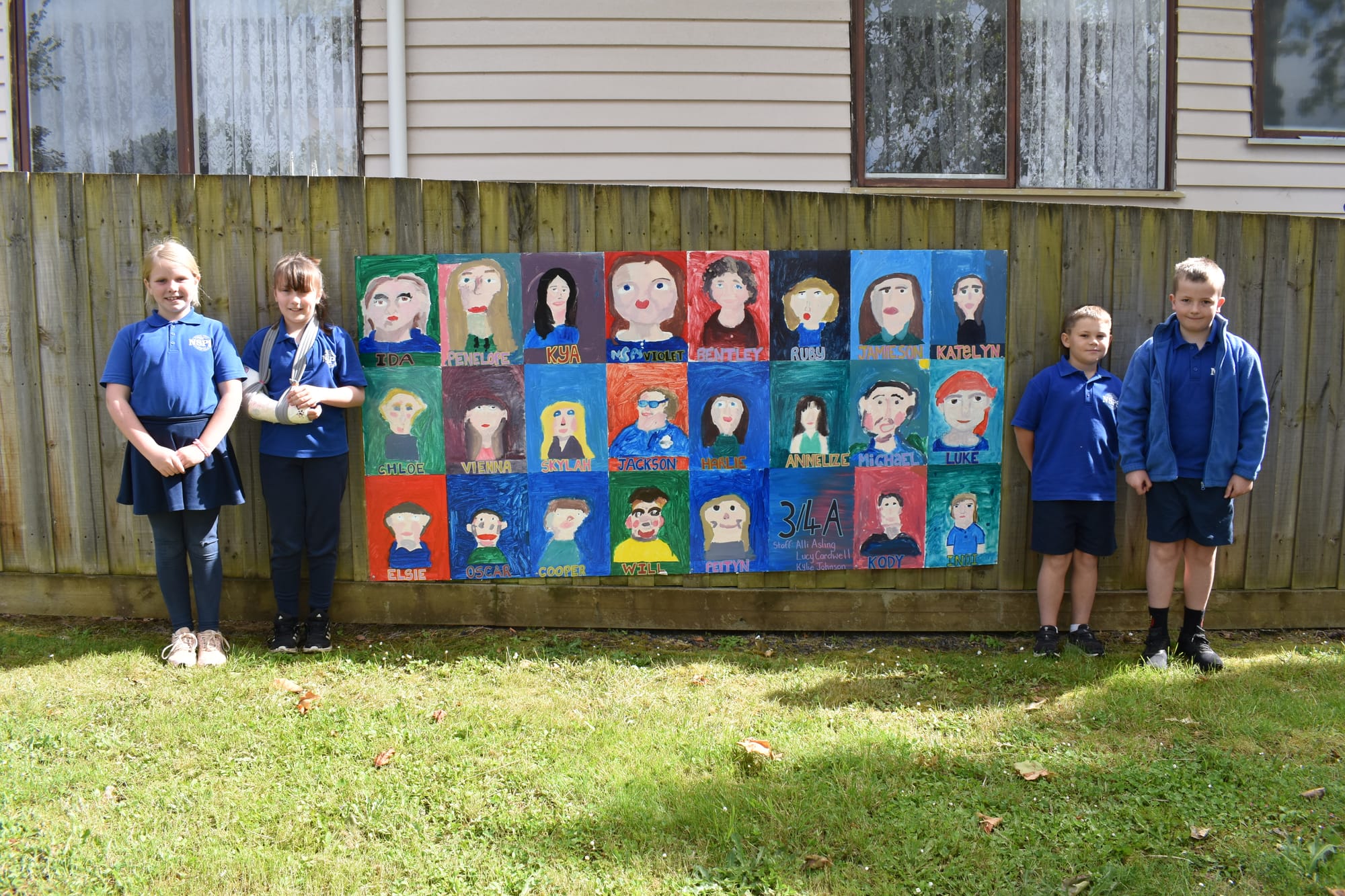Neerim South Primary School students Stella Kearny, Elsie Strating, Oscar Bottom and Spencer Banks contributed to the murals.
