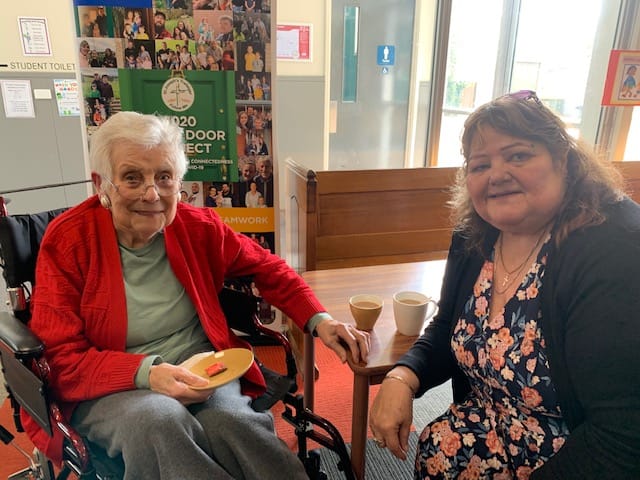 Great grandmother (Big Oma) Hilly Elfring with Oma Rita Ramsey enjoying the day.