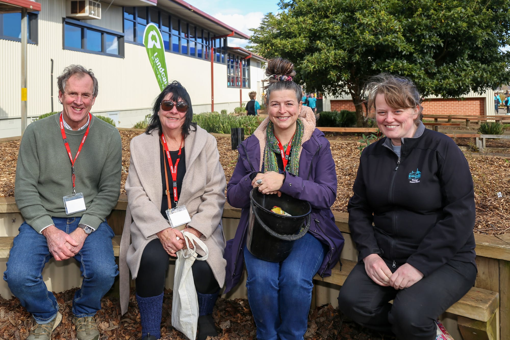 Enjoying the setting of the new bush food garden are Peppermint Ridge Farm's Andrew Hooper and Julie Weatherhead, Landcare's Caroline Hammond and Warragul Primary School science teacher Julieanne Myers.