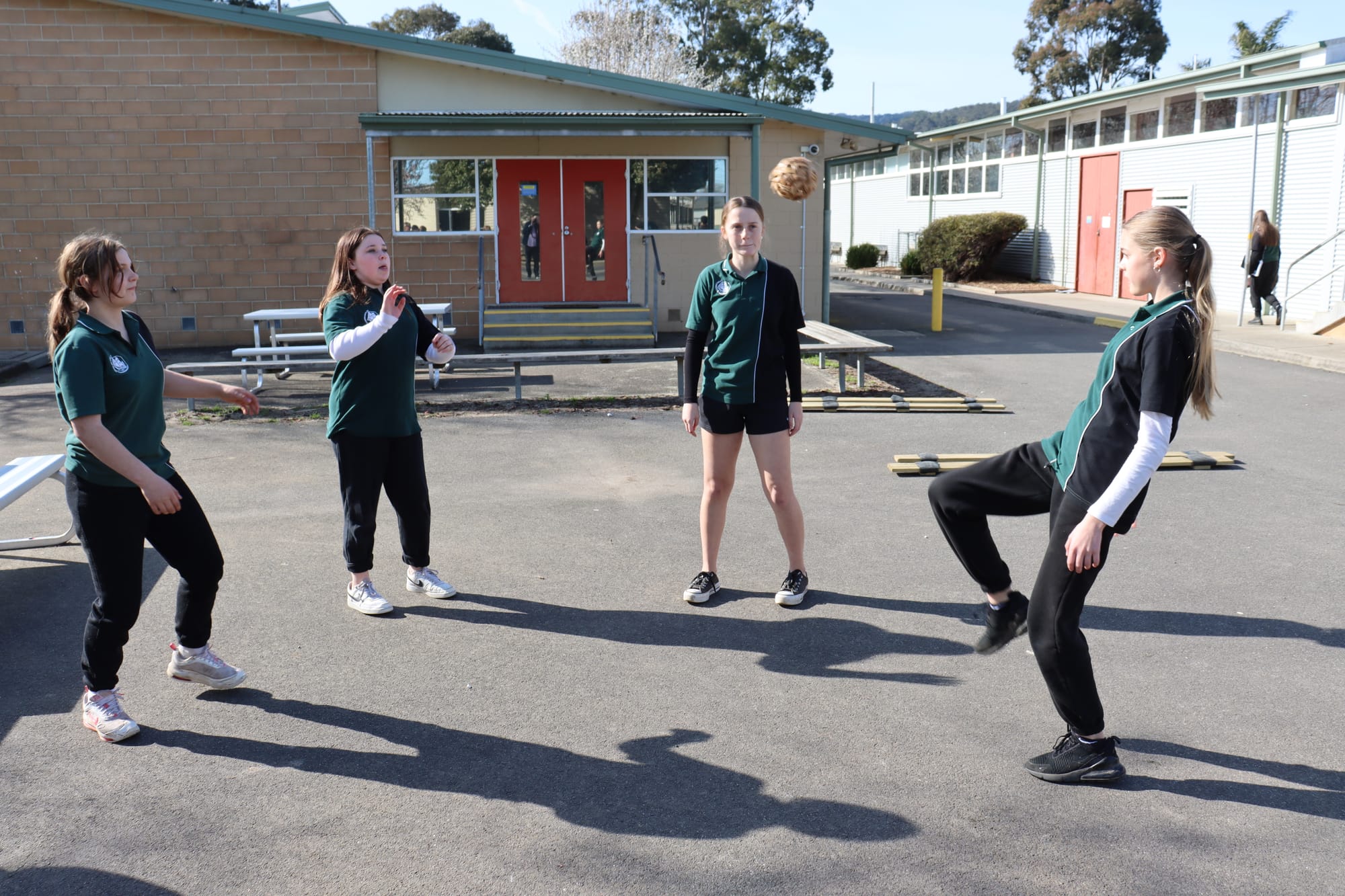 Year 8 Trafalgar High students enjoying a game of the Indonesian volleyball Sepak Takraw