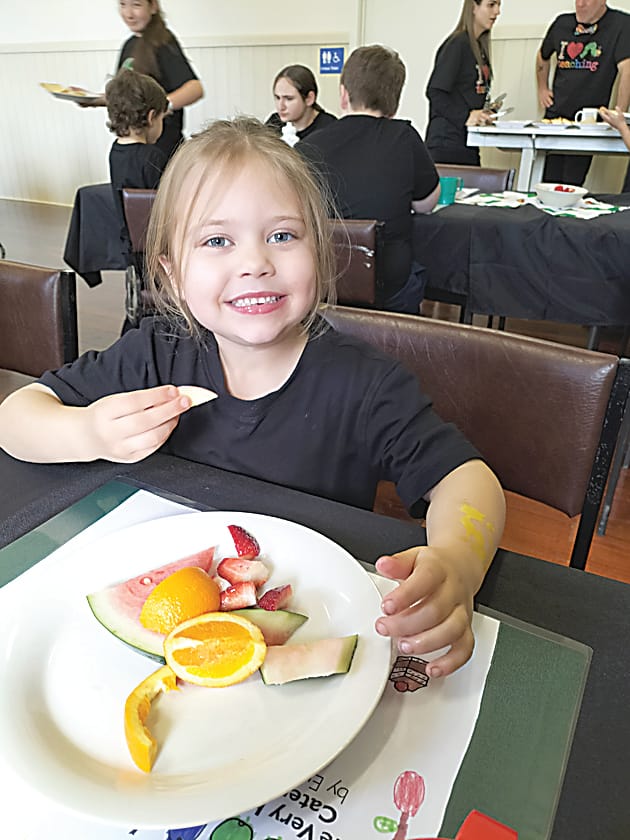 Prep student Madi Ashby enjoys some fruit.