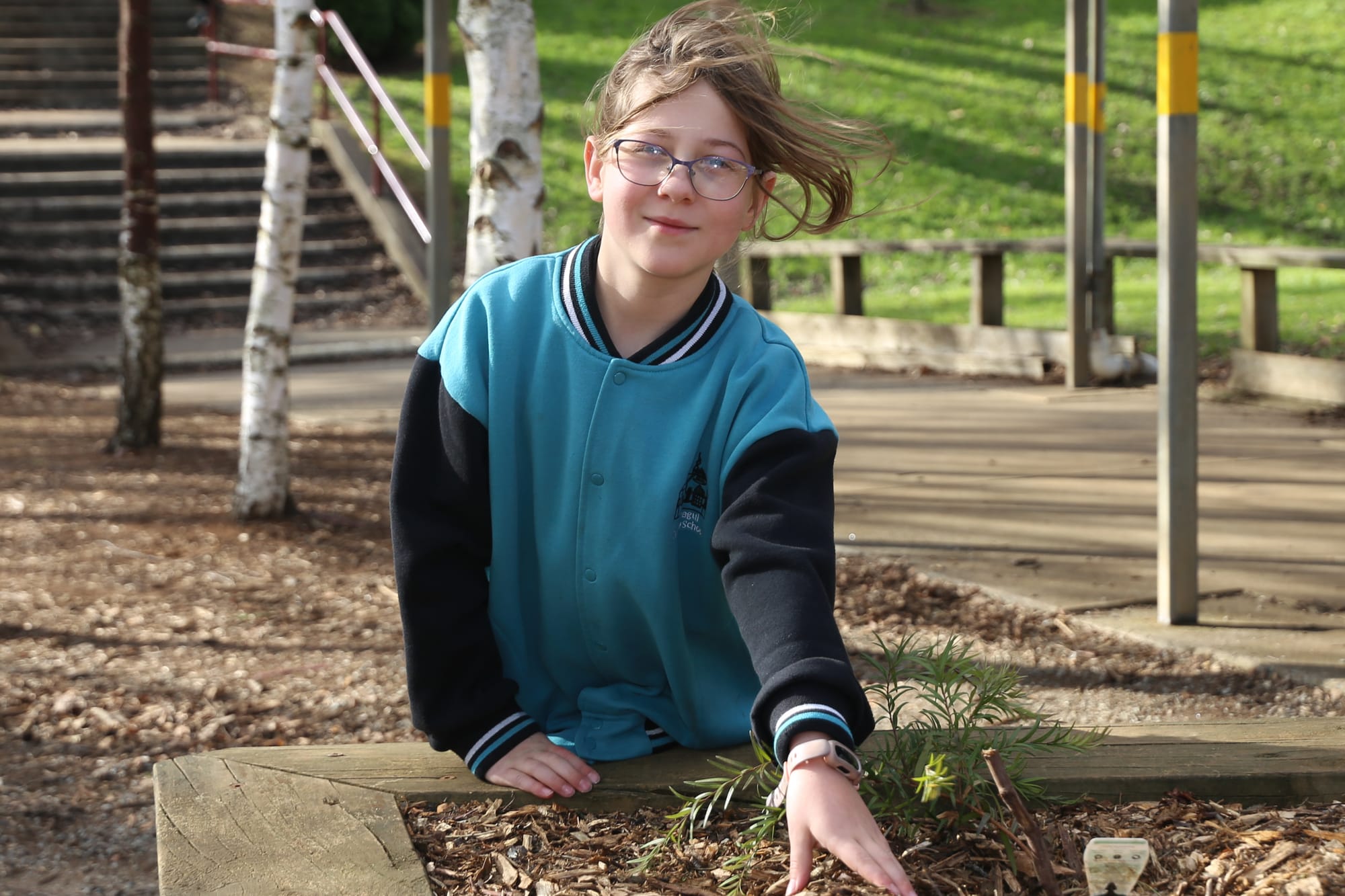 Alana Billington Vandervloet enjoys some of the new bush food plants.