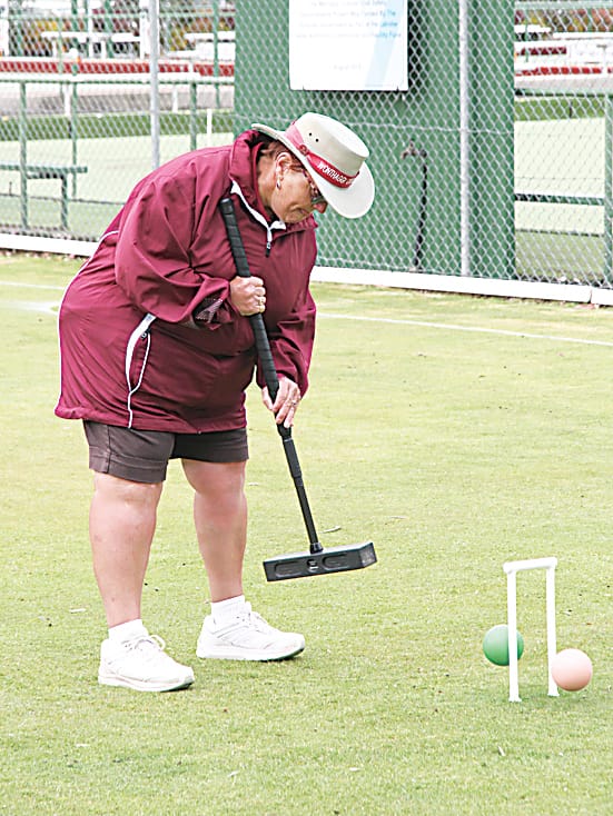 Wonthaggi's Virginia Wheeler lines up a shot in the doubles tournament at Warragul.