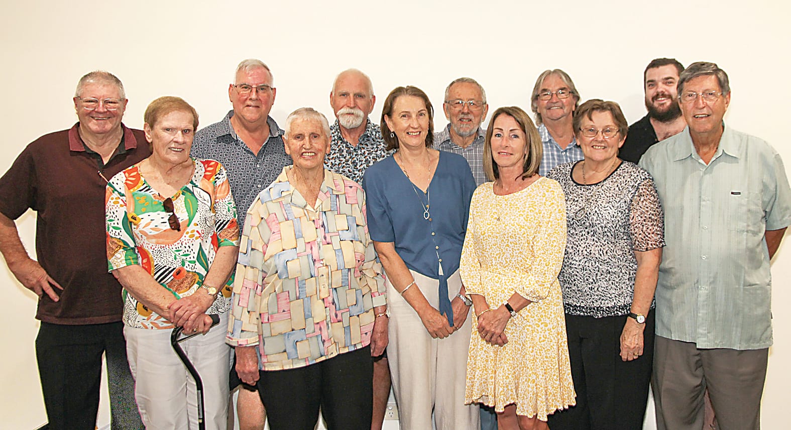 Left: Catching up with old stories of badminton are (back, from left) Des Hughes, Laurie Gordon, Andrew Blaby, Terry Fogarty, Noel Price, Jared O'Shannassy, (front, from left) Joan Hughes, Lorraine Kinrade, Sandra Bell, Kerryn Milner, Brenda Hughes and Kevin Hughes.Photographs by AMANDA EMARY.