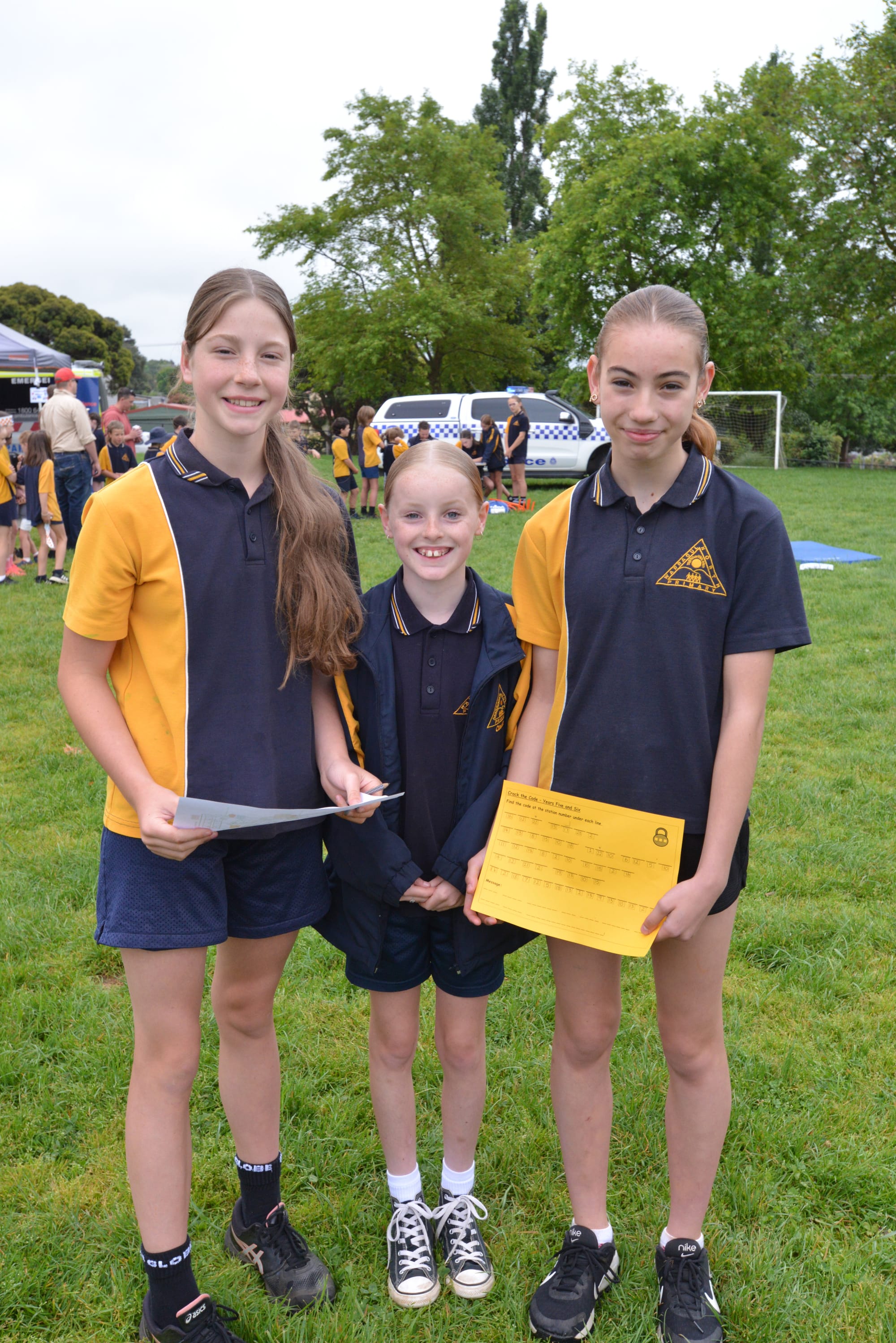 Enjoying a scavenger hunt during the open morning are (from left) Milla Dent, Claudia Fawcett and Maddison Warner.