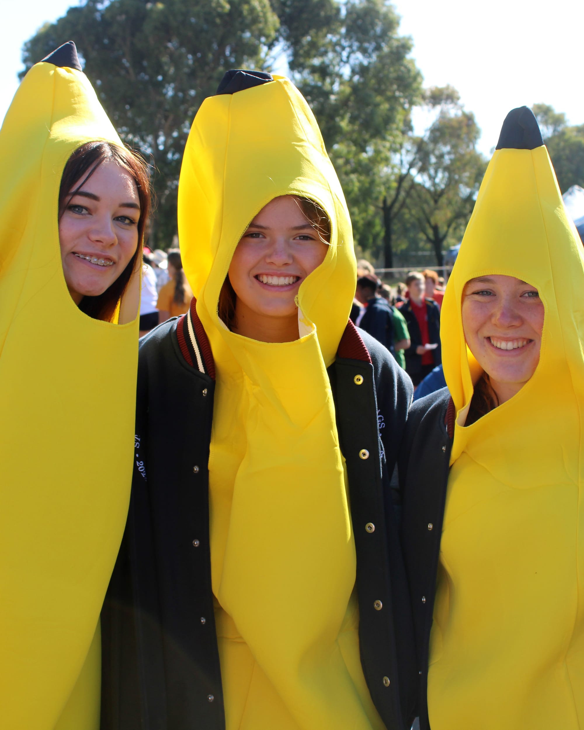 Brightening the playing field are year 12 students Tiana Bordonaro, Annie Burrows and Molly Cargill.