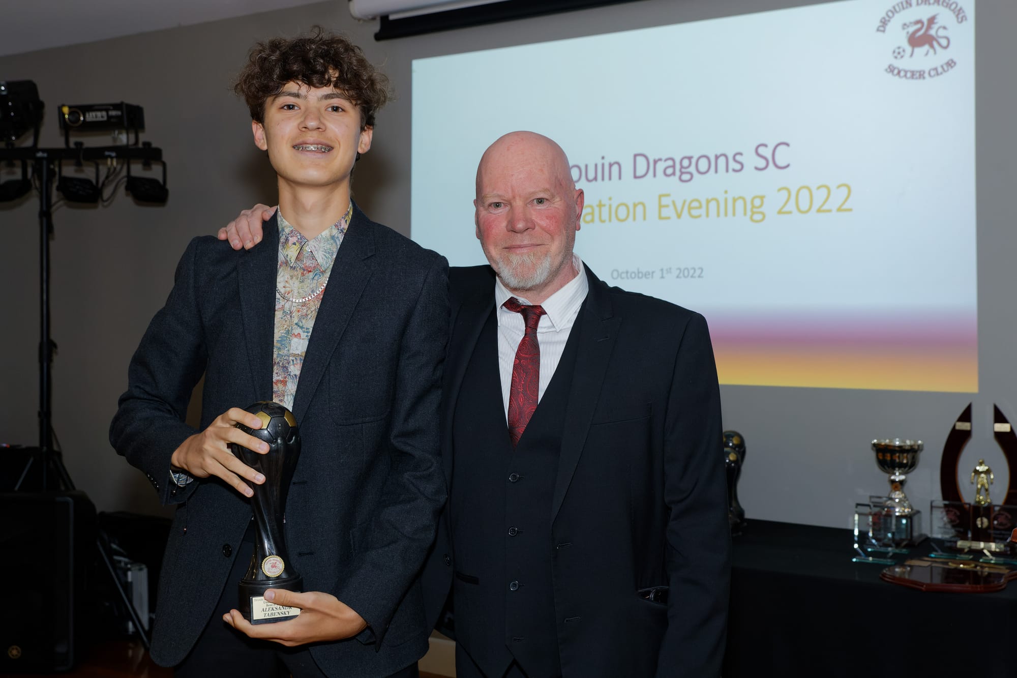 U17 mixed best and fairest Aleksandr Tabensky with coach Alan Murray.