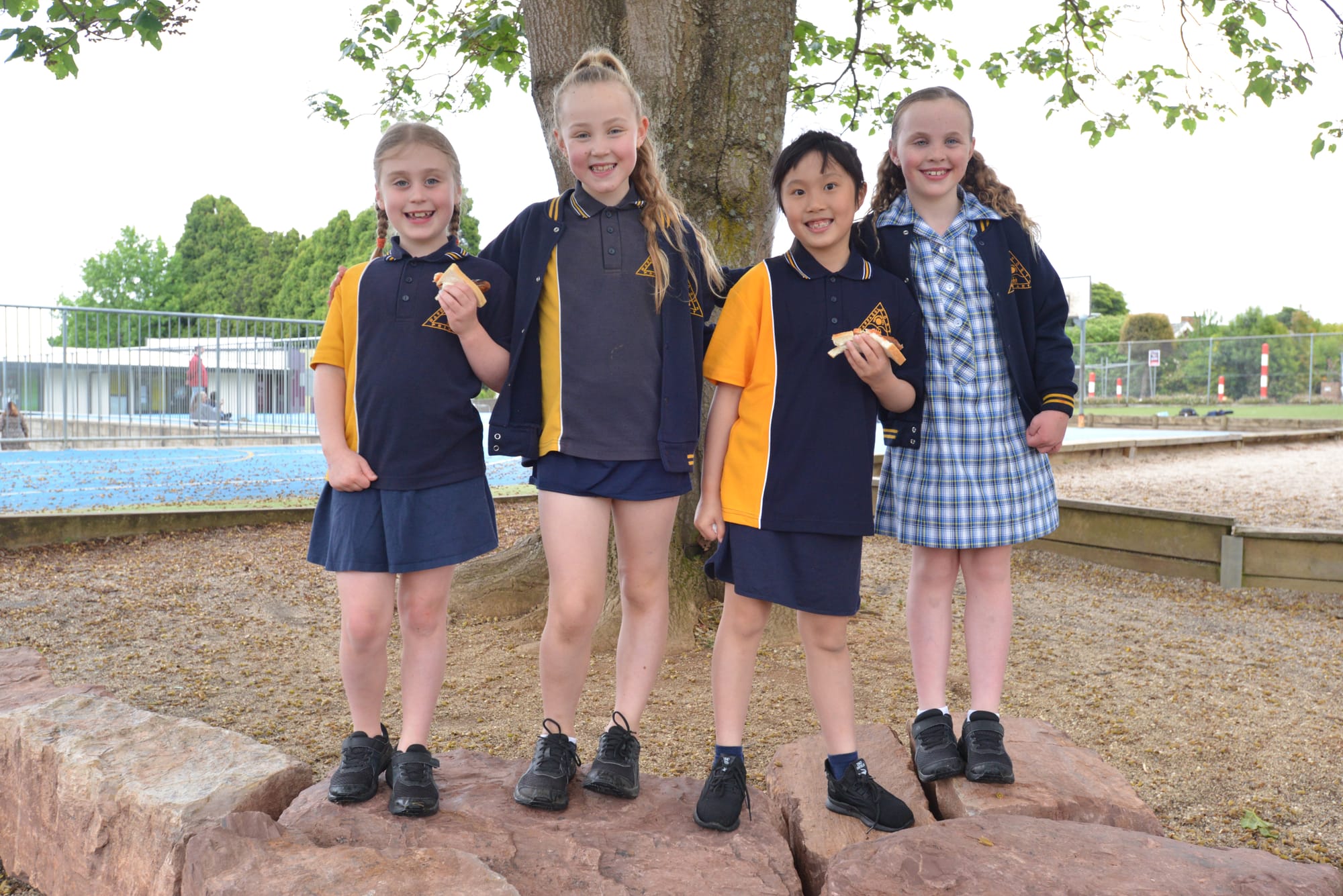 Having fun at the community open morning at Warragul North Primary School are (from left) Mila Pennicard, Ainsley Prigg, Audrey Zhang and Mila Naus.