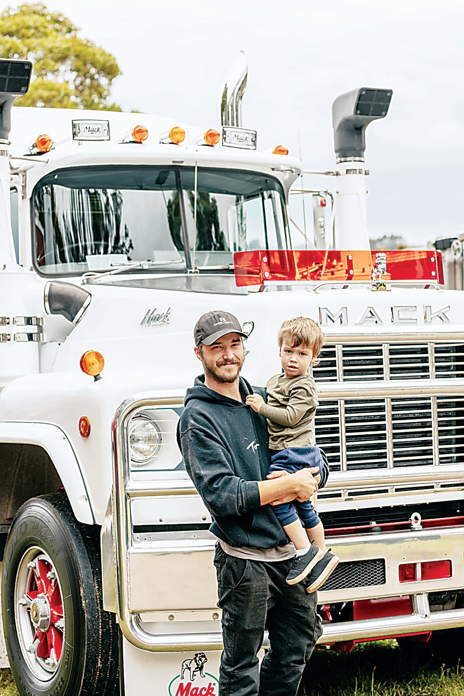 Adam and Lucas Houldcroft get up close and personal with a Mack truck.
