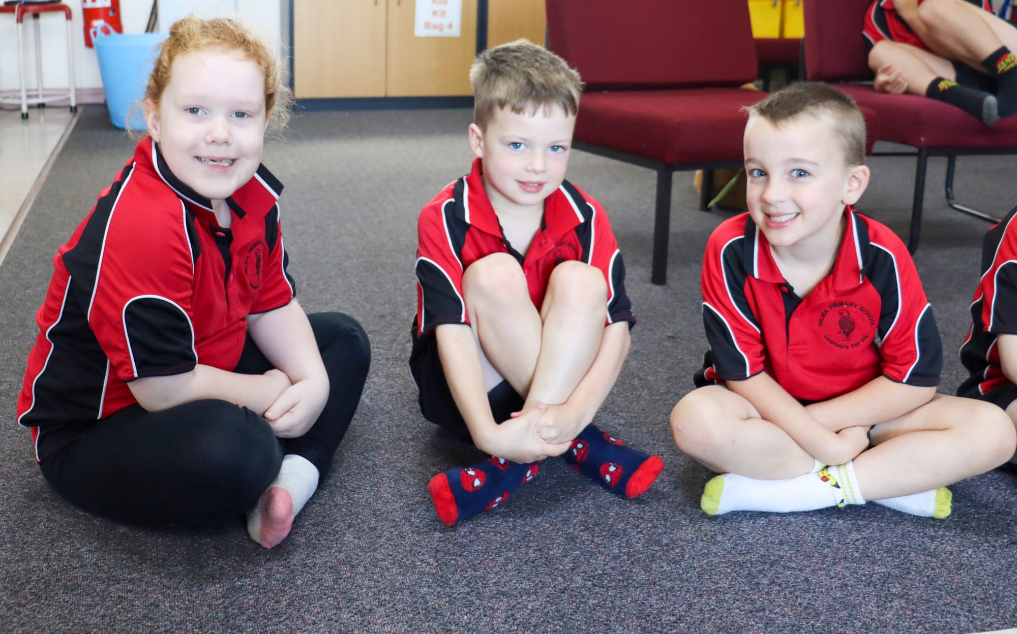 Olivia S, Tayte and Hudson enjoyed the visit from Ruth and Flayme the dog.