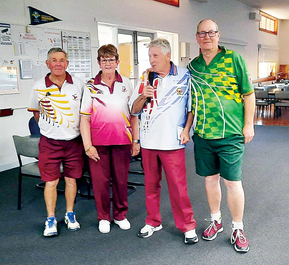 The winners of Drouin's mixed fours event are (from left) Alex Miller, Lyn Jeffrey, David McIlfatrick (skip) and Andy Kidd.