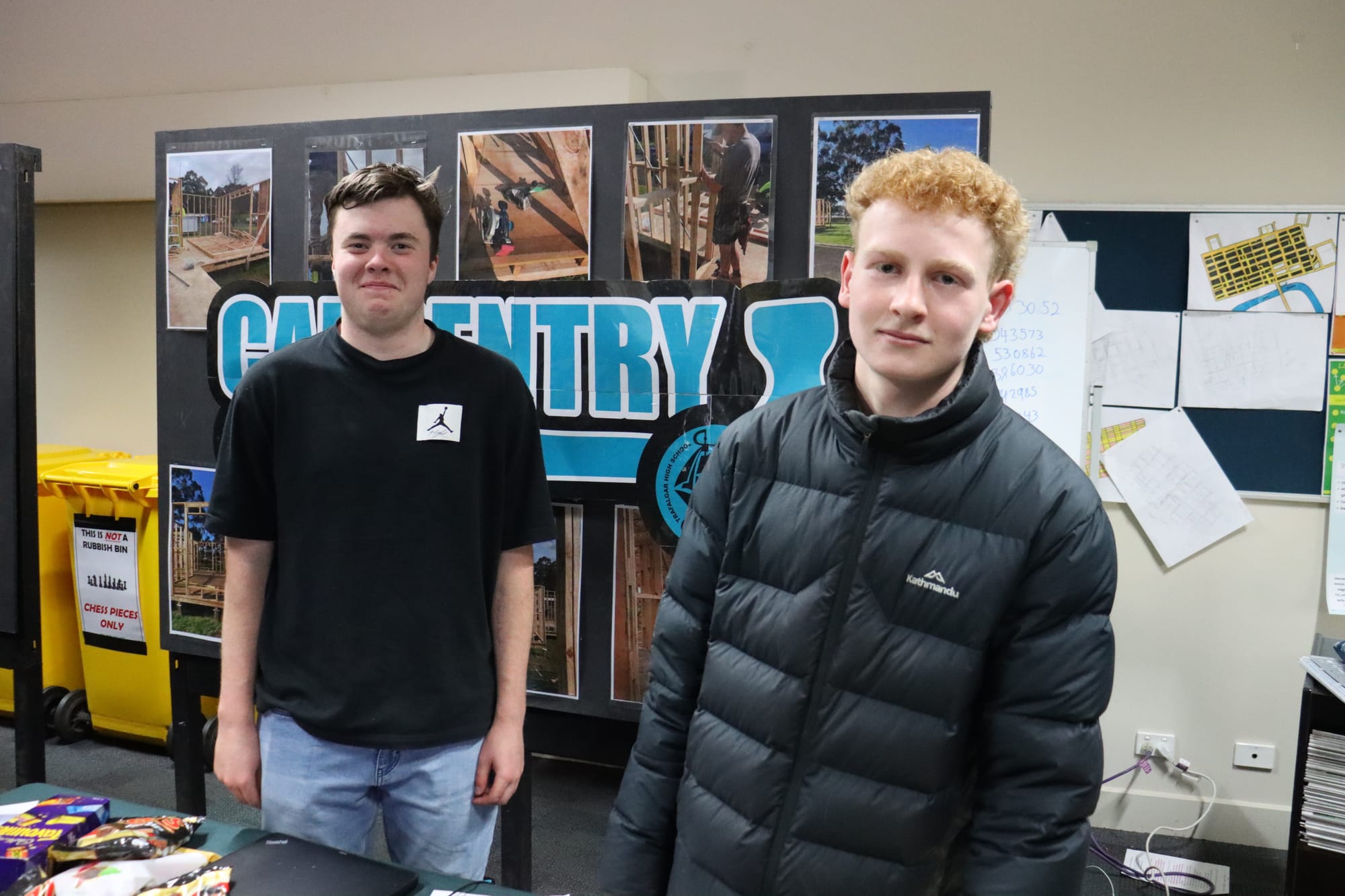 Carpentry VCAL students Owen McLeod and Tory Clancy