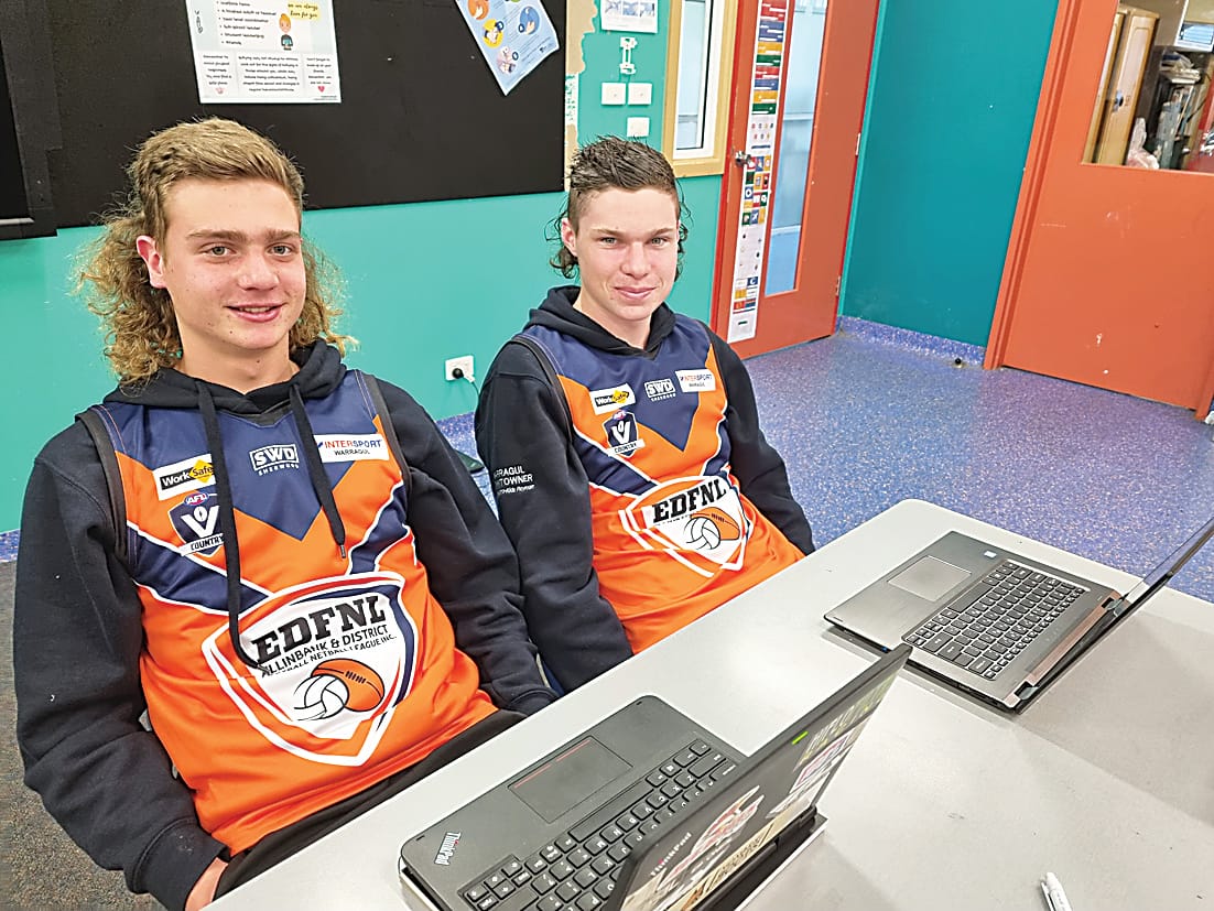 Keeping it local with their Ellinbank District Football League interleague jumpers are Blake White and Brodie Fleming.