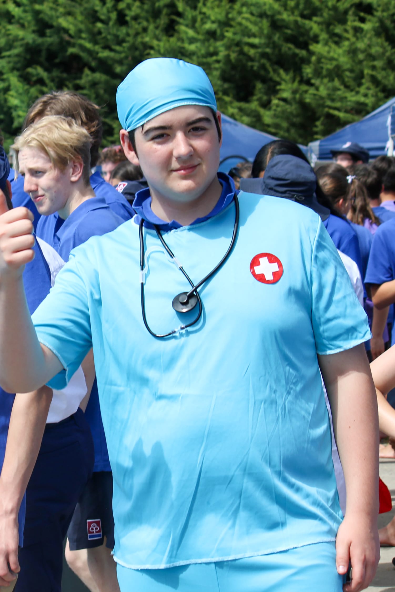 Dressed in blue for Monash House is year 10 student Wiliam Kelly.