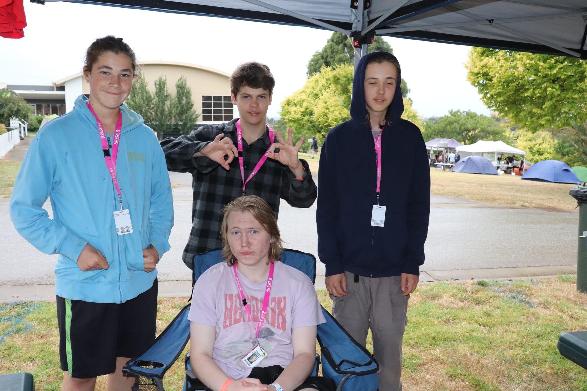 At the end of a long day are Trafalgar Venturer unit members (standing) Lincoln Mulley, Aaron Corbett, Nathan Bates and (seated) Xander Hornby.