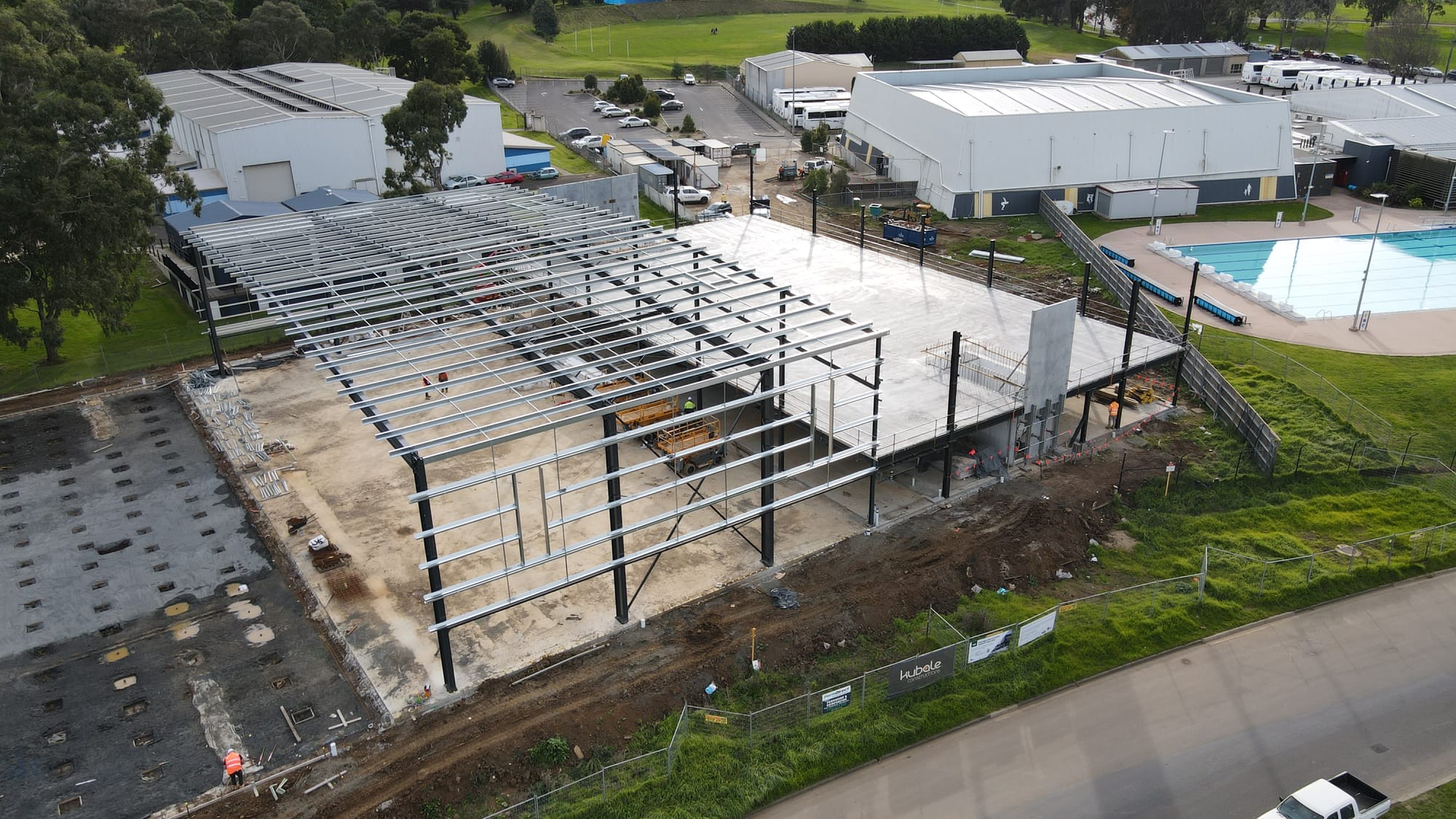 The steel frames are going up at the new $11 million stadium at Warragul Leisure Centre. The stadium will provide two additional indoor courts to cater for growing demand.