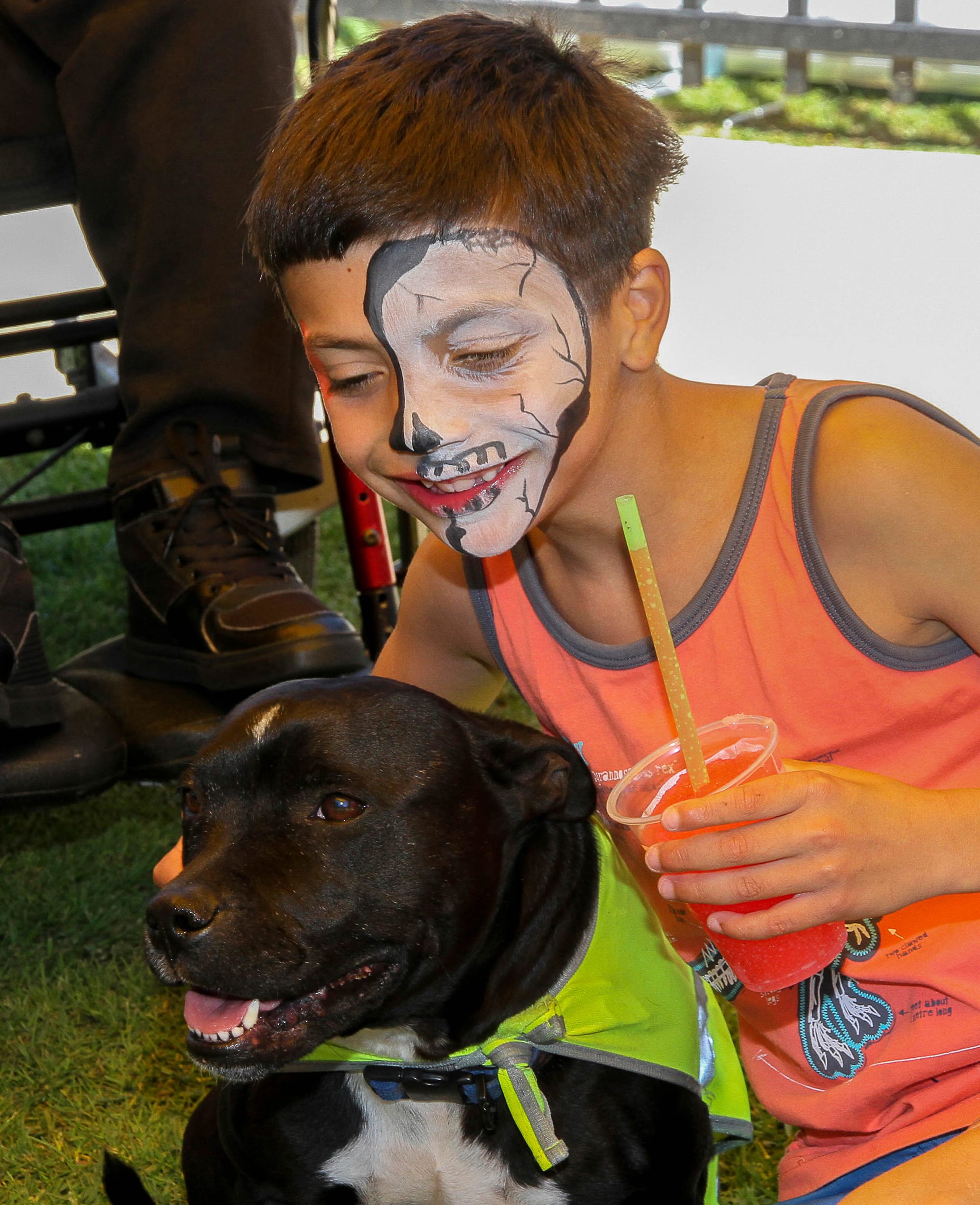 Jordan with Ajay the dog.