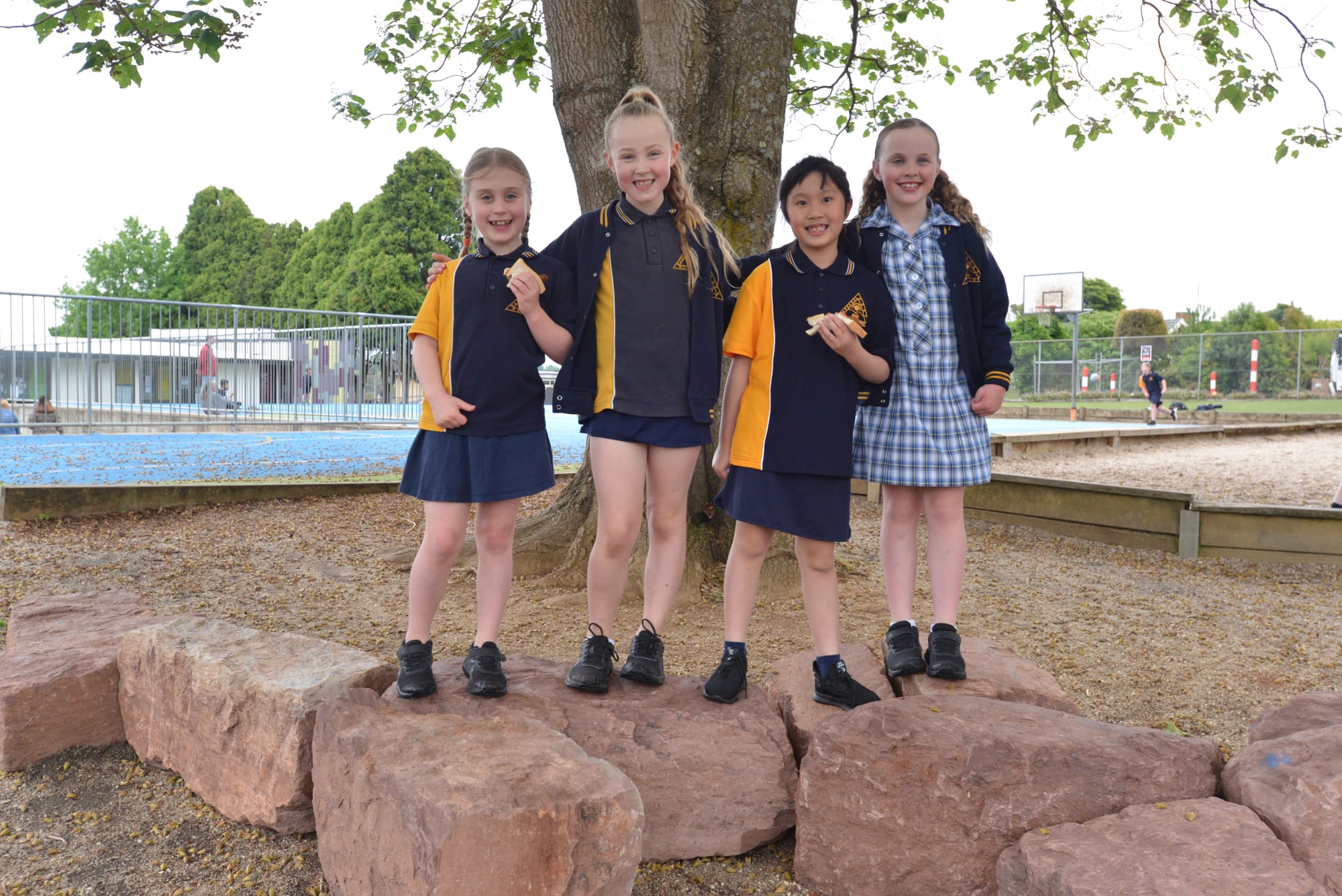 Having fun at the community open morning at Warragul North Primary School are (from left) Mila Pennicard, Ainsley Prigg, Audrey Zhang and Mila Naus.