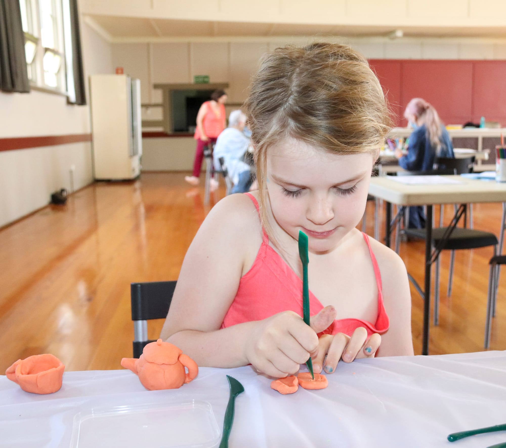 Gracie Gralach created a tea set out of modeling clay, even including a tea bag!
