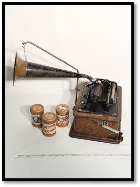 A 1908 Edison phonogram is part of the Warragul and District Historical Society's collection.