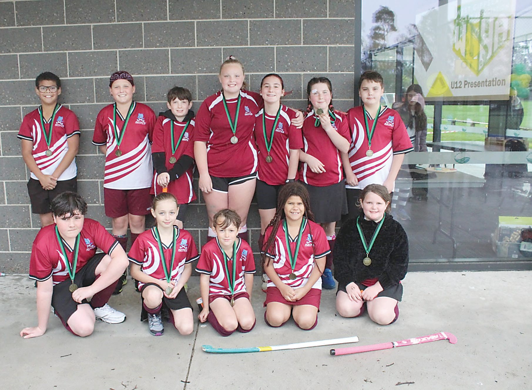Aztecs won the under 12s grand final 5-4 over Drouids. The winning team is (back, from left) Jedy Joseph, Tyler Boltong, Patrick Bleazby-Toby, Hannah McAskill, Kyra Burke, Alexis Burke, Oscar McDonald, (front, from left) James Lewis, Alassea Harris, Wyatt Cobbledick, Abigail Joseph and Elizabeth Bleazby-Toby.