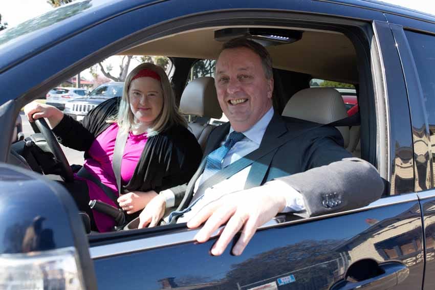 Fran takes minister for a spin